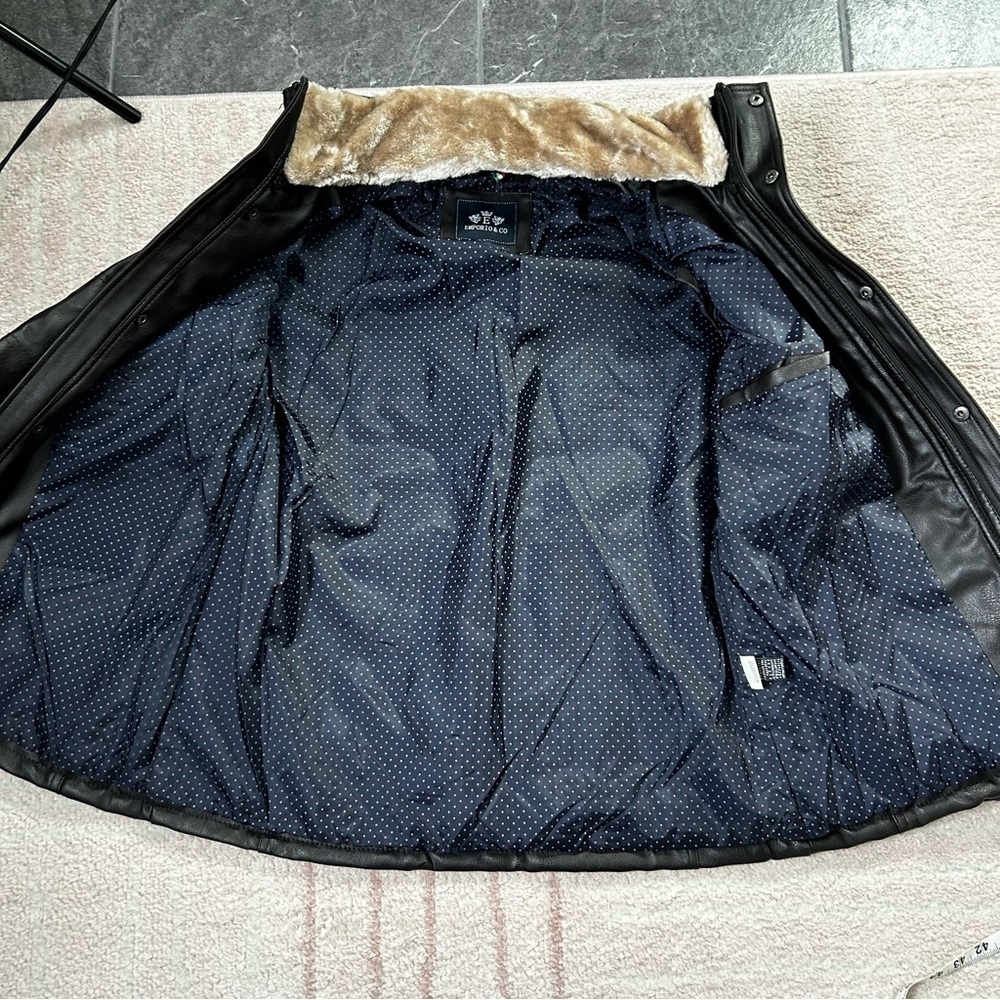 NWT‎ Emporio &Co Dark Brown Faux Leather Jacket Coat Size XXL Fits like a Large - Picture 11 of 16